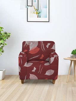 Cortina - Maroon Floral Modern Minimalistic Sofa Cover