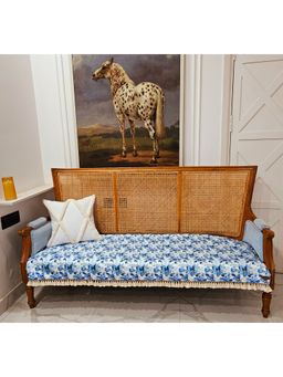 THROW PILLOW - Blue Floral Contemporary Sofa Cover (4 Seater)