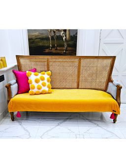 THROW PILLOW - Yellow Solid Contemporary Sofa Cover (3 Seater)