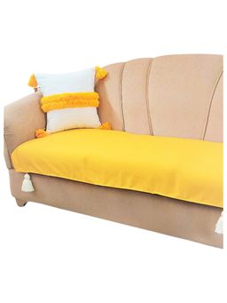 THROW PILLOW - Yellow Solid Contemporary Sofa Cover (4 Seater)