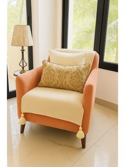 THROW PILLOW - Off White Solid Contemporary Sofa Cover (1 Seater)