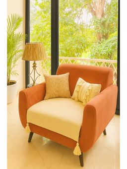 THROW PILLOW - Off White Solid Contemporary Sofa Cover (1 Seater)