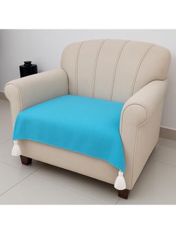 THROW PILLOW - Blue Solid Contemporary Sofa Cover (1 Seater)