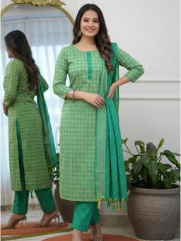 Gahan - Printed Kurta & Pant with Dupatta - Green