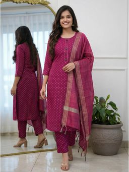 Gahan - Printed Kurta & Pant with Dupatta - Pink