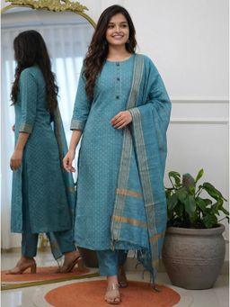 Gahan - Printed Kurta & Pant with Dupatta - Blue
