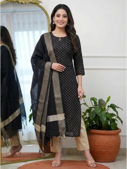 Gahan - Printed Kurta & Pant with Dupatta - Black