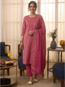 Gahan - Printed Kurta & Pant with Dupatta - Pink