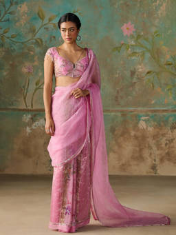 Zoon - Pink Pre- Stiched Saree with Blouse