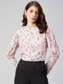 Marie Claire - Women Casual Pink Colour Round Neck Floral Print Regular Top