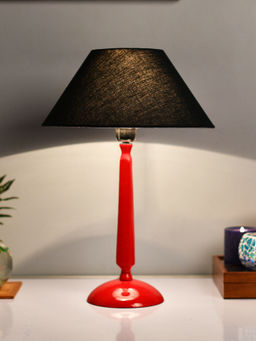 Homesake - Glossy Red Cubist Table Lamp Black Cone