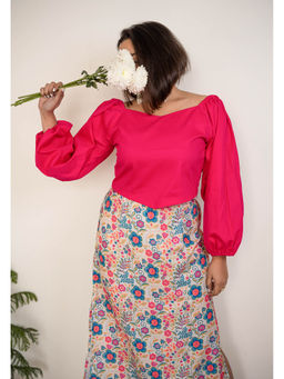 Label Tanvee - Magenta Solid Balloon Sleeves Top