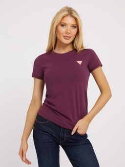 Guess - Purple Cotton Blend Solid Round Neck T-Shirt