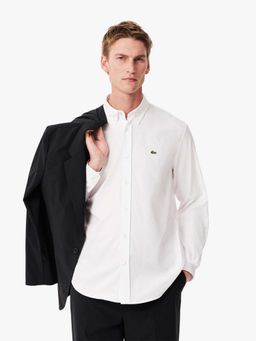 Lacoste - White Solid Regular Fit Shirt