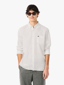 Lacoste - White Solid Regular Fit Shirt
