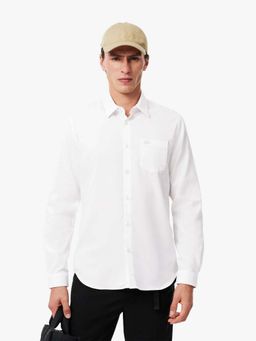Lacoste - White Solid Regular Fit Shirt
