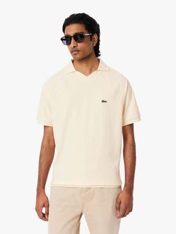 Lacoste - Cream Solid Straight Fit Polo T-Shirt