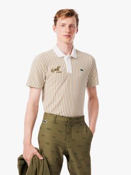 Lacoste - Beige Stripes Relaxed Fit Polo T-Shirt
