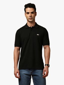 Lacoste - Black Solid Straight Fit Polo T-Shirt