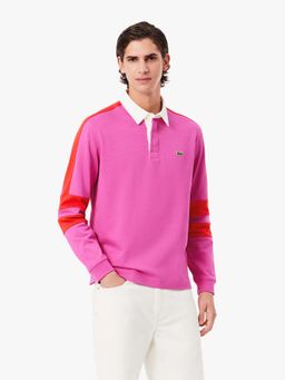 Lacoste - Pink Colorblock Straight Fit Polo T-Shirt