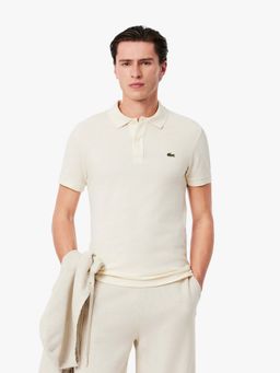 Lacoste - Off White Solid Slim Fit Polo T-Shirt