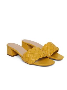 Saint G - Mustard Woven Leather Block Heels