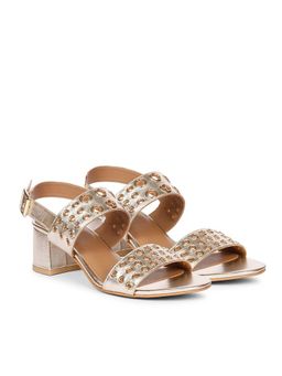 Saint G - Platin Genuine Leather Block Heel Sandals