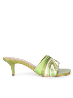Saint G - Green Hand Embroidered Leather Sandals
