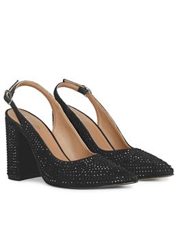 Saint G - Crystal Embellished Black Leather Pumps