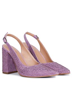 Saint G - Crystal Embellished Lilac Leather Pumps
