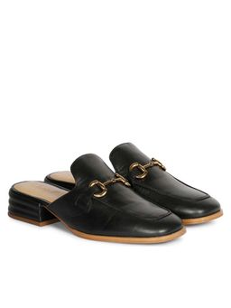 Saint G - Black Leather Heeled Mules