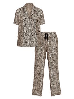 Victoria's Secret - Women Brown Animal Print Shirt & Pyjama