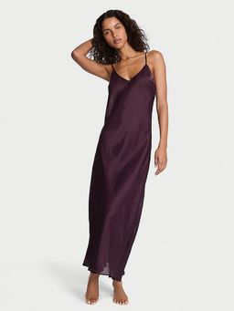 Victoria's Secret - Women Purple Satin Long Slip Nightdress