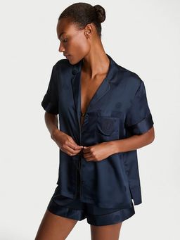 Victoria's Secret - Women Navy Blue Polka Dot Shirt & Shorts