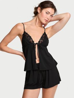 Victoria's Secret - Women Black Self Design Top & Shorts