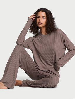 Victoria's Secret - Women Mauve Textured Top with Pyjama