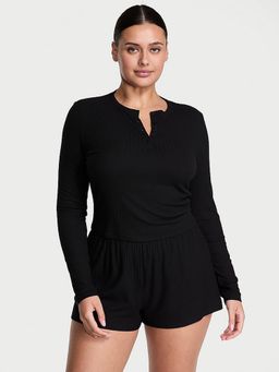 Victoria's Secret - Women Black Textured Top & Shorts