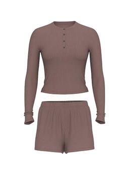 Victoria's Secret - Women Grey Textured Top & Shorts