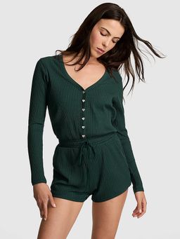 Victoria's Secret - Women Green Textured Top & Shorts