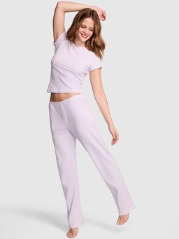 Victoria's Secret - Women Lavender Textured Top & Pyjama
