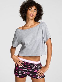 Victoria's Secret - Women Grey Solid Slouchy Cropped Sleepshirt
