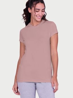 Enamor - Women Mauve Solid Slim Fit T-shirt
