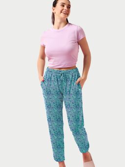 Enamor - Women Blue Floral Relaxed Fit Pyjama
