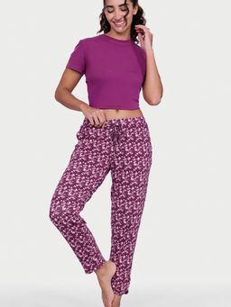 Enamor - Women Purple Printed Relaxed Fit Pyjama