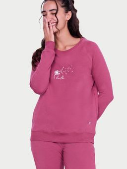 Enamor - Women Pink Graphic Relaxed Sweatshirt
