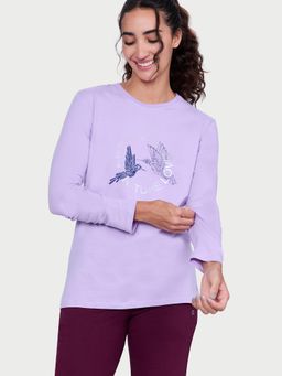Enamor - Women Lavender Graphic T-Shirt