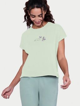 Enamor - Women Green Graphic Relaxed Fit T-shirt