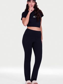 Enamor - Women Black Solid High Waist Pyjama