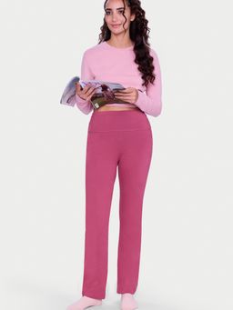 Enamor - Women Pink Solid High Waist Pyjama