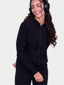Enamor - Women Black Relaxed Hoodie